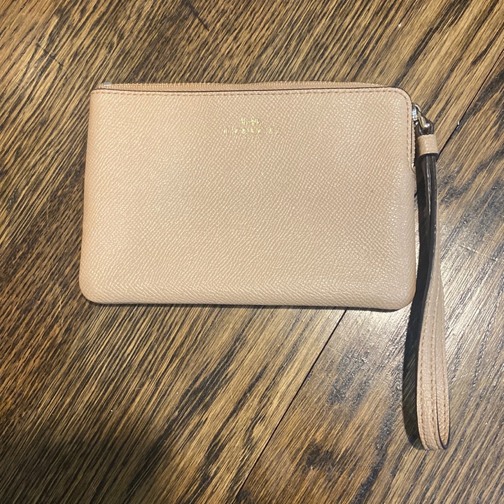 Tan Coach wristlet
